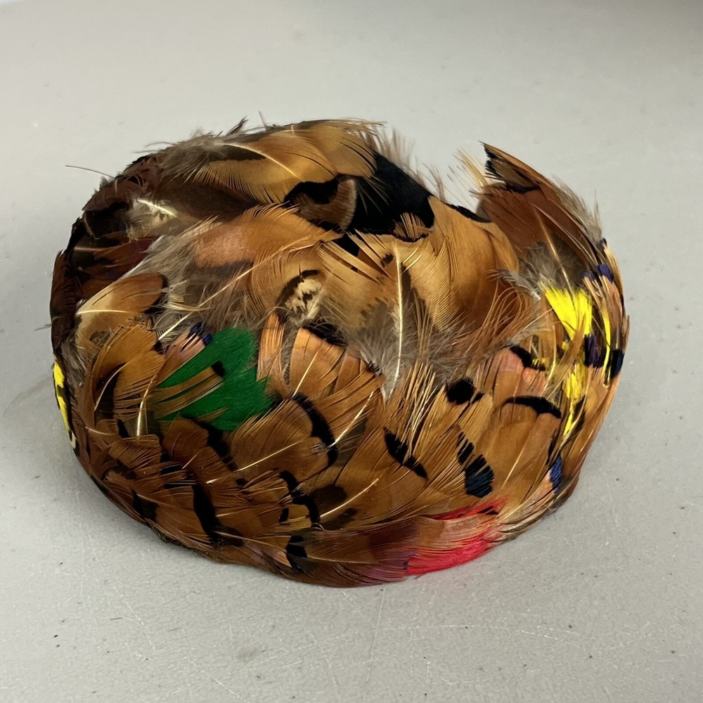 Vintage Pheasant Feather Fascinator Brown Headband Mid Century 1950s